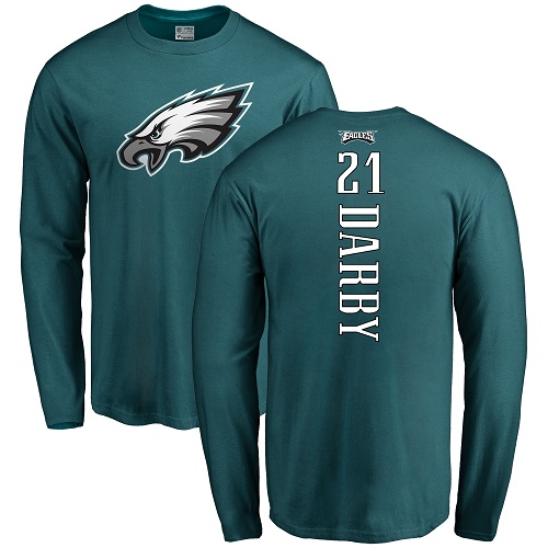 Men Philadelphia Eagles #21 Ronald Darby Green Backer Long Sleeve NFL T Shirt